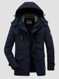 Men's Cotton Blend Military Parka with Fur Lined Hood