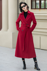 Wool Maxi Coat Double Breasted Fit & Flare Silhouette 5348