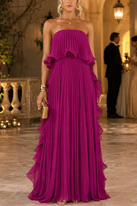 Margot Pleated Ruffle Maxi Dress