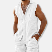 Men's Linen Two-Piece Set Sleeveless