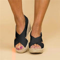 Women's Cross-Over Strap Espadrille Wedges - Slingback
