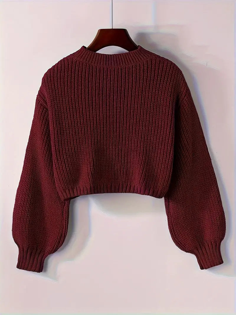 Magdalena | Women's Winter Cropped Ribbed Knit Sweater