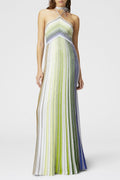 Fltya Halter Metallic Gradient Knit Maxi Dress