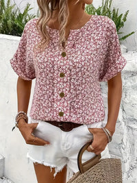 Fiona | Casual Floral Button Front Summer Blouse