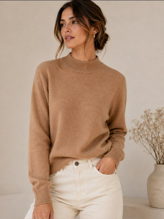 100% Wool Classic Mock Neck Sweater in