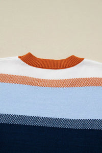 Color Block Round Neck Tunic Sweater