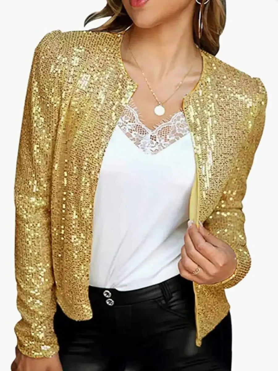 Full Size Sequin Long Sleeve Jacket