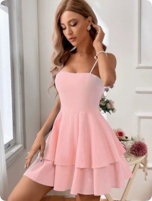 Women's Mini Dress Tiered Ruffle Spaghetti Strap
