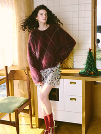 Cozy Heavyweight Brushed 100% Cashmere Diamond Pattern Sweater for Women — Festive Christmas Knit