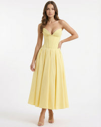 Strapless High Waist Mid Length-Dress