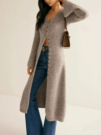 Longline Button Down Bell Sleeve Cardigan