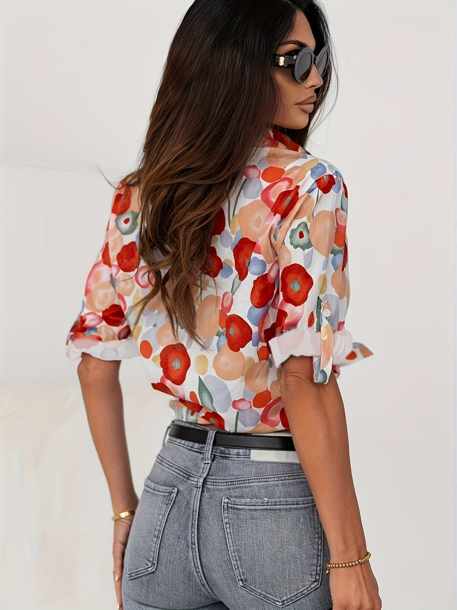 Poppy | Women's Floral Print Long Sleeve Button-Up Shirt