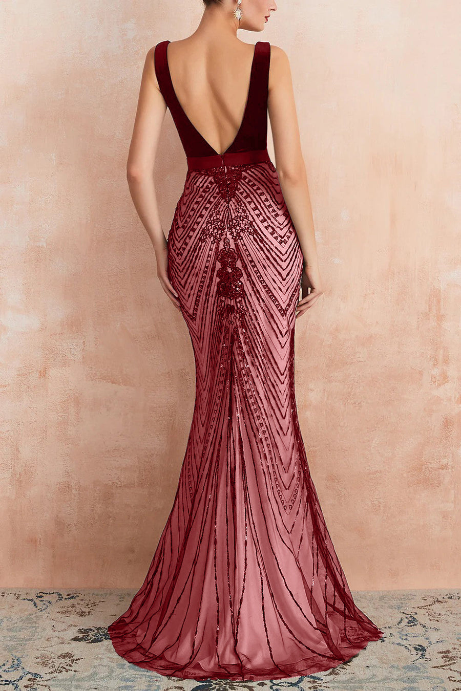 Valentina Sequin Backless Maxi Dress