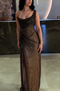 Gorgeous One Shoulder Mermaid Long Formal Party Dress with Split