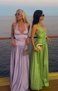 Eliza Lavender Satin Maxi Dress