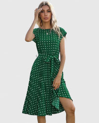 Petra | Women's Short Sleeve Pleated Midi Dress