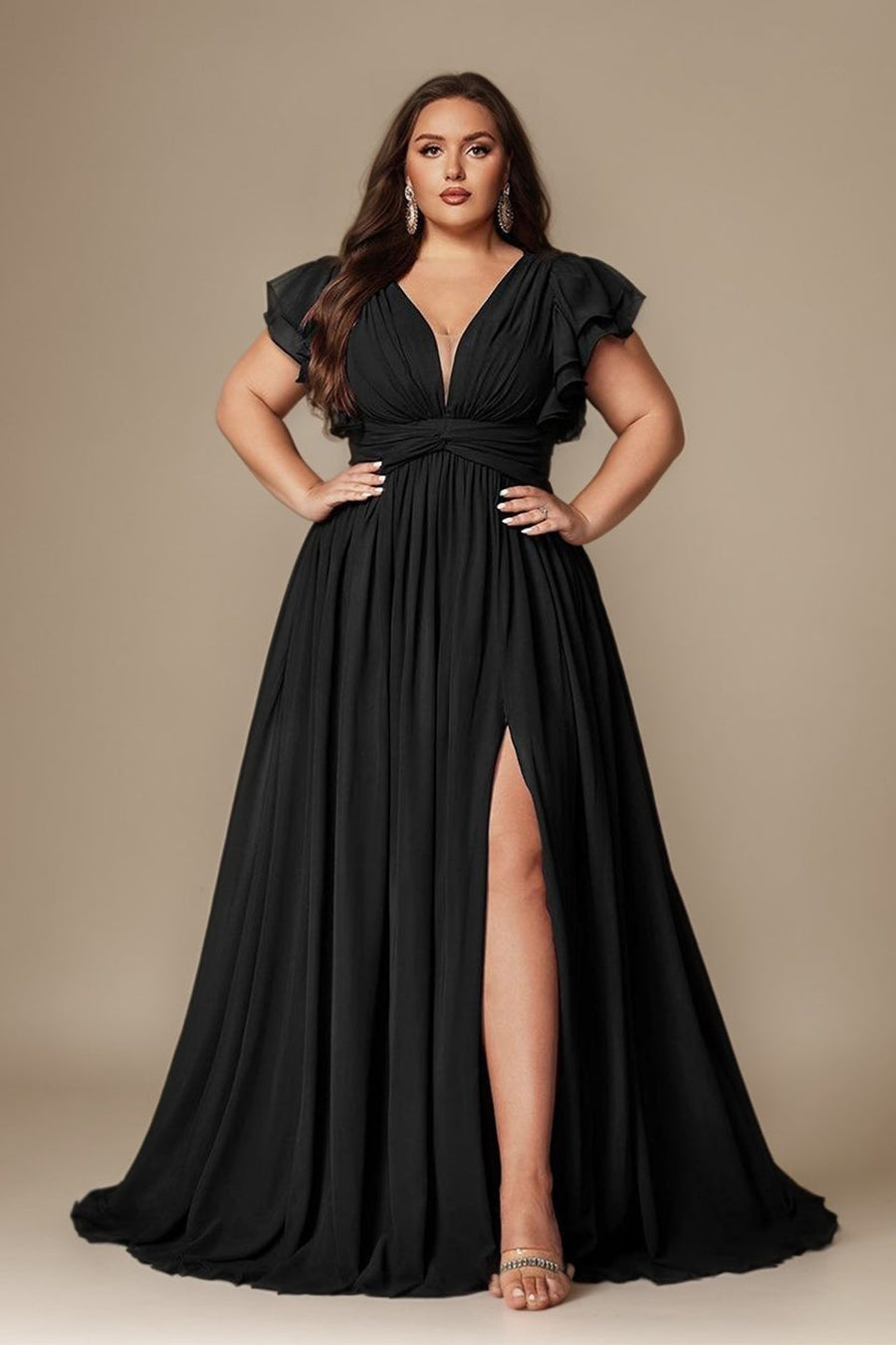 Valentina Ruffle Maxi Dress in Chocolate