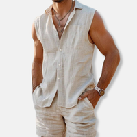 Men's Linen Two-Piece Set Sleeveless