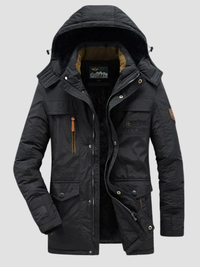 Men's Cotton Blend Military Parka with Fur Lined Hood