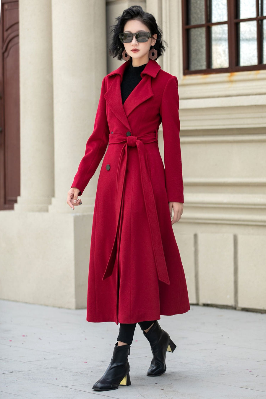 Wool Maxi Coat Double Breasted Fit & Flare Silhouette 5348
