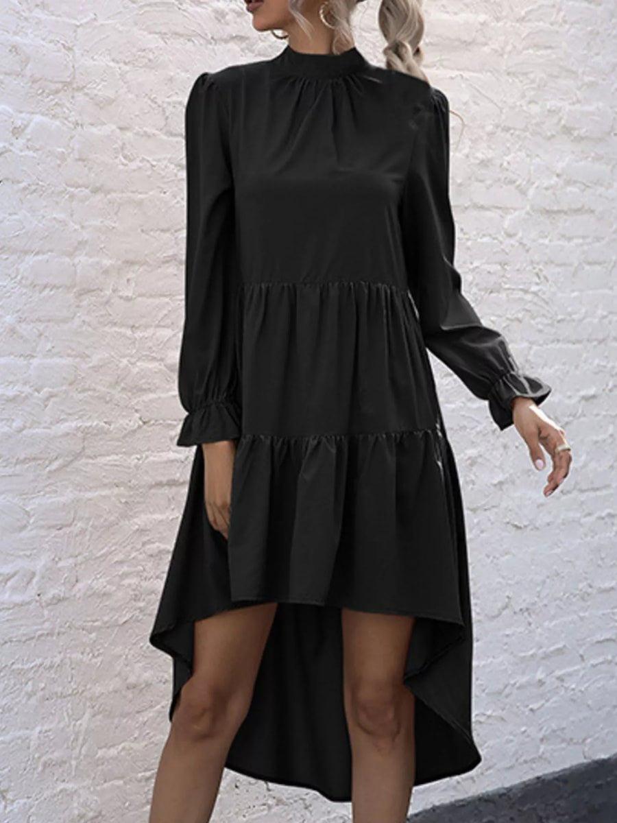 Valentina High-Low Flounce Dress in Sage