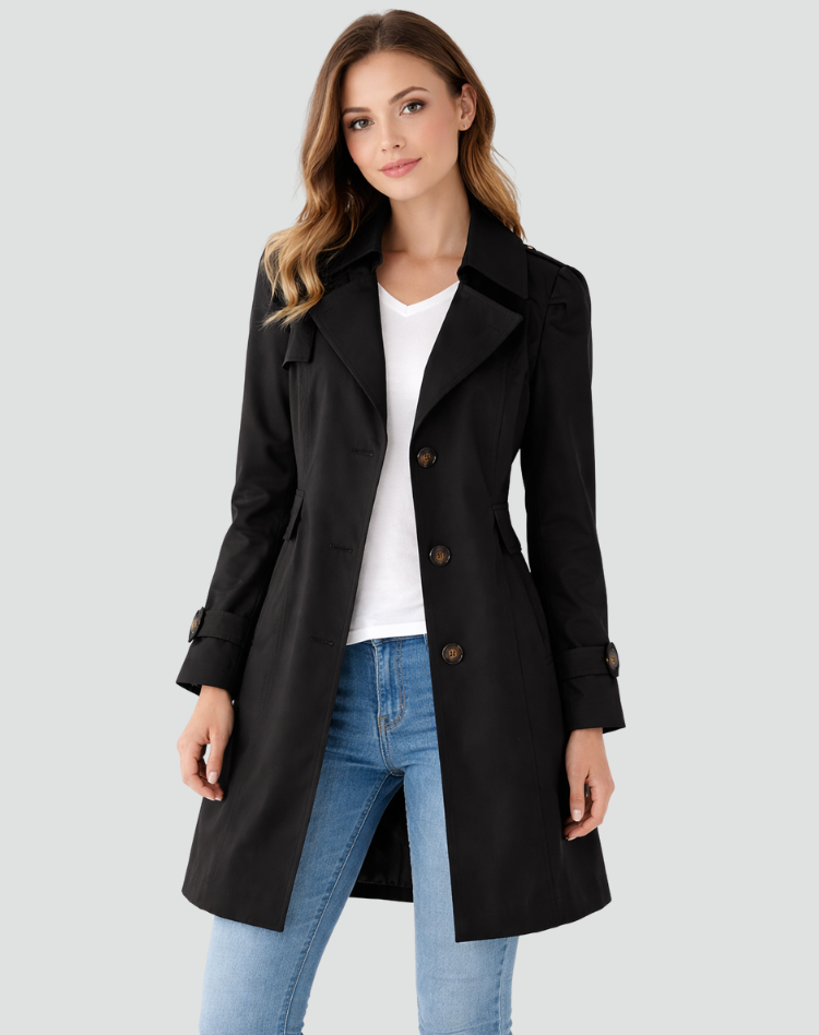 CELESTE | TAILORED BUTTON TRENCH COAT
