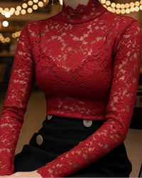 Pauline | Women's Spring Stand Collar Lace Blouse
