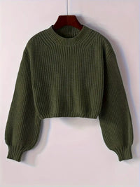 Magdalena | Women's Winter Cropped Ribbed Knit Sweater