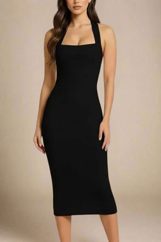 Raya Bodycon Midi Dress - Classic Black