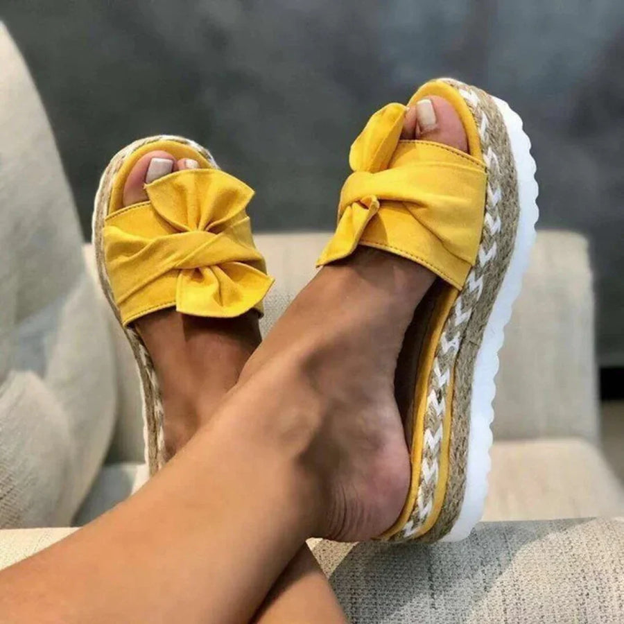 Gabriela | Women's Spring Slip-On Platform Sandals with Bow