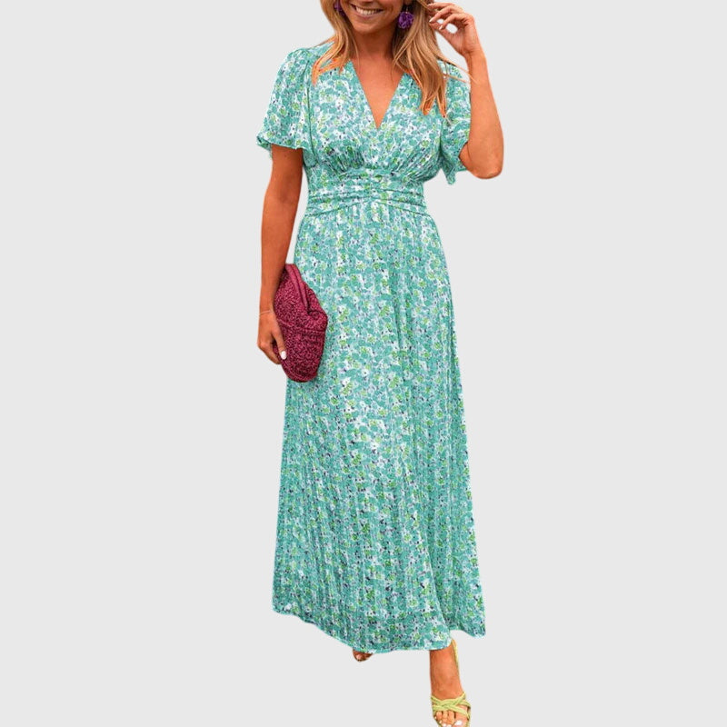 Leonie | Women's Short Sleeve Floral Maxi Dress