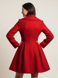 Wool Blend a Line Coat with Shawl Collar and Buttons for Women 2026