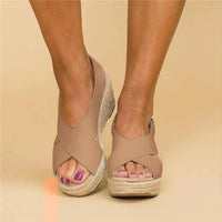 Women's Cross-Over Strap Espadrille Wedges - Slingback