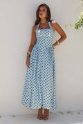 Sammi Midi Dress - Sky Blue/Choc Polka - XSMALL / SKY BLUE/CHOC POLKA