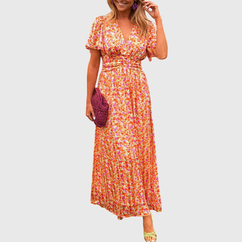 Leonie | Women's Short Sleeve Floral Maxi Dress