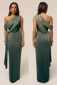 Green Celestina Draped Maxi Dress