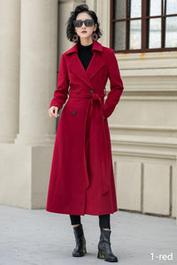 Wool Maxi Coat Double Breasted Fit & Flare Silhouette 5348