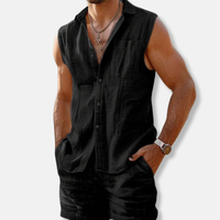 Men's Linen Two-Piece Set Sleeveless