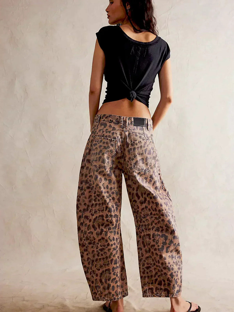 Lena | Women's Relaxed Fit Leopard Print Jeans