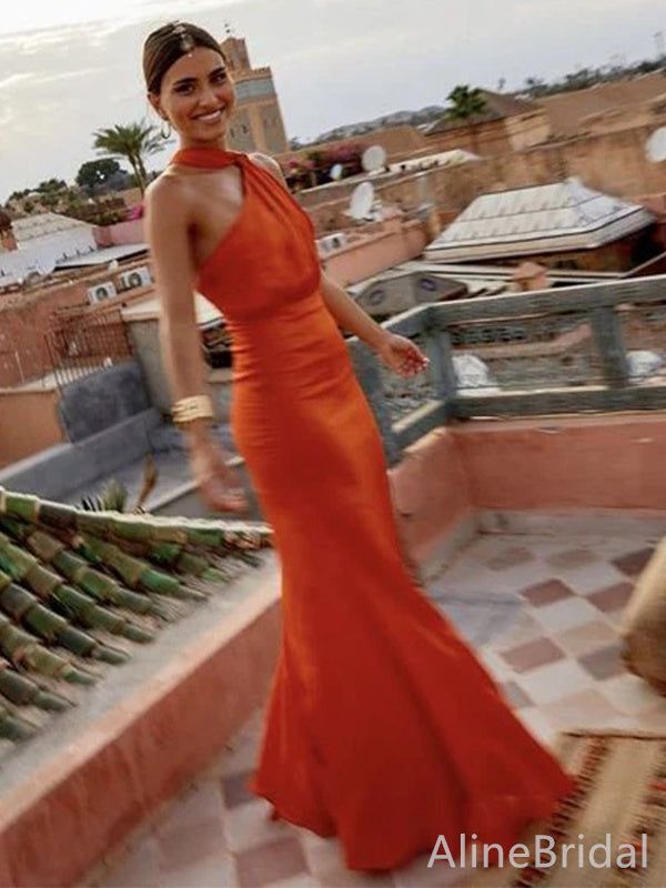 Unique Orange One Shoulder Mermaid Long Prom Dress, Evening Dress, PD38156 - US0 / Picture Color