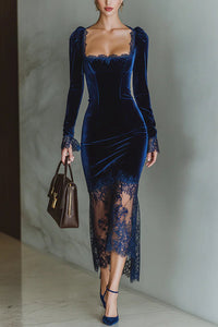 Celeste Velvet & Lace Maxi Dress