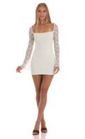 Floral Lace Long Sleeve Dress in Pink