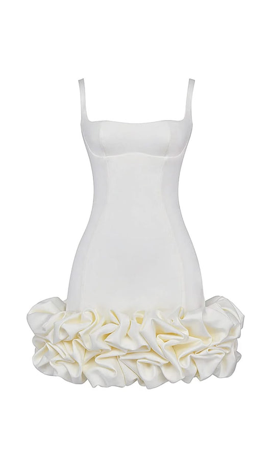 IVORY RUFFLE HEM DRESS-mini dresses-white-regular -hidden zipper-sexy-latest-new in