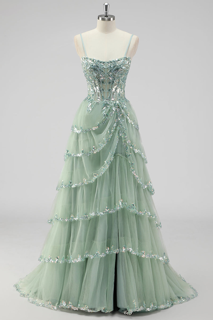 Violetta Sequin Tiered Gown