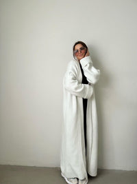 Oversized White Cable Knit Duster, Bohemian Long Cardigan
