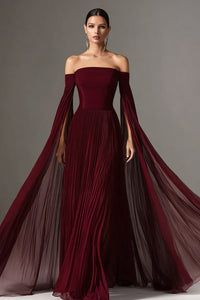 Margot Chiffon Off-Shoulder Gown with Cape
