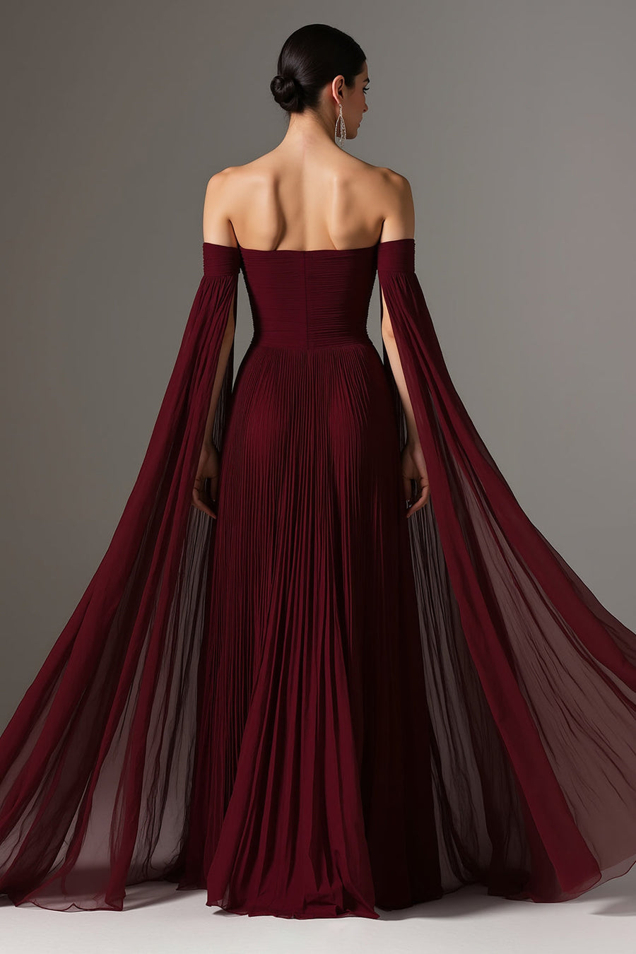 Margot Chiffon Off-Shoulder Gown with Cape