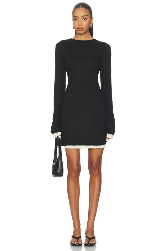 Vayda Mini Dress in Black & Cream from