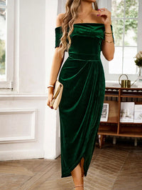 2025 Off Shoulder Nye Cocktail Party Velvet Dress