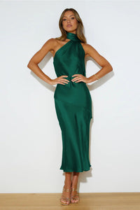 Vivienne Satin Backless Midi Dress